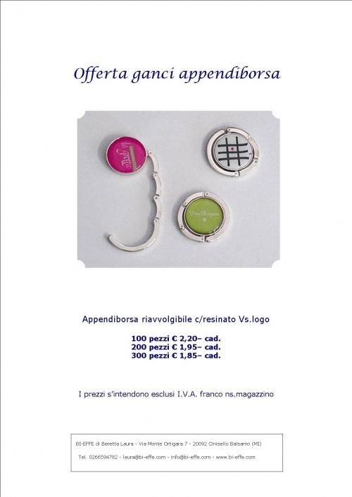Ganci appendiborsa personalizzati