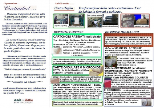 Depliant Aziendale - lato b- sito web: www.cartimbal.com