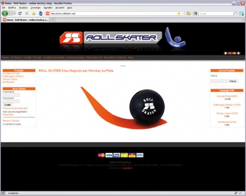 E-commerce per il negozio di Hockey Roll Skater