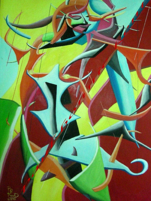 Nudo femminile in piedi- olio tela cm 50x90